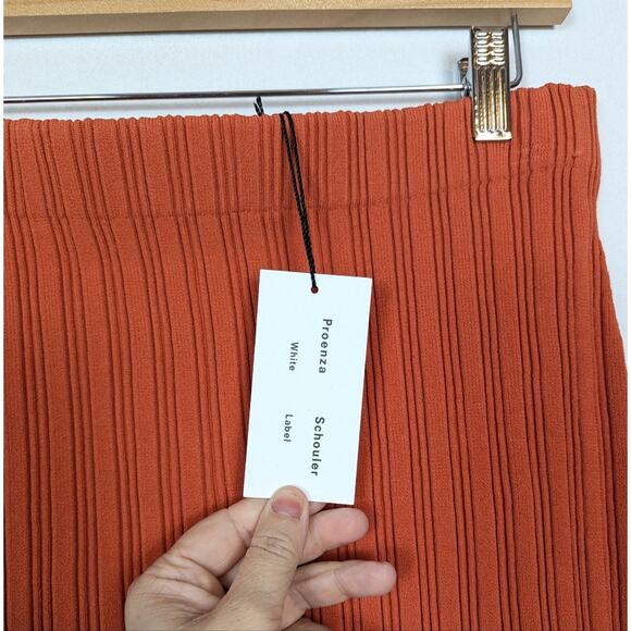 NWT Proenza Schouler White Label Orange Ribbed Knit Midi Skirt Size M - Picture 7 of 7
